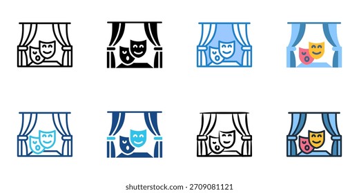 Theatre icon set multiple style vector collection. Editable Stroke 
