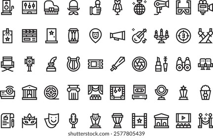 Theatre icons High-Quality Vector Icons Collection with Editable Stroke. Ideal for Professional and Creative Projects.