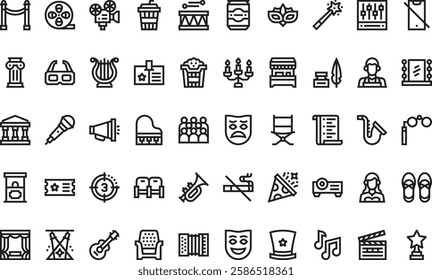 Theatre icons High-Quality Vector Icons Collection with Editable Stroke. Ideal for Professional and Creative Projects.