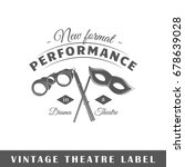 Theatre label isolated on white background. Design element. Template for logo, signage, branding design. Vector illustration
