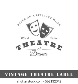 Theatre label isolated on white background. Design element. Template for logo, signage, branding design. Vector illustration