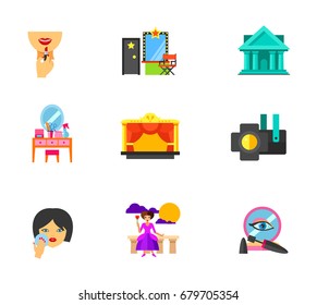 Theatre and makeup icon set