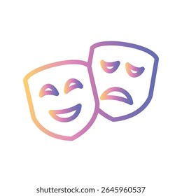 Theatre Mask Color gradient illustration vector icon which can easily modify or edit 