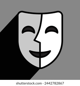 theatre mask, comedy and tragedy, vector illustration 