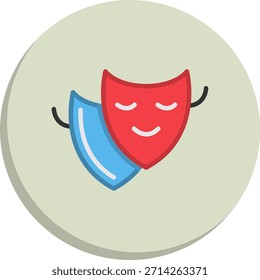 Theatre Mask Flat Circle Style Icon