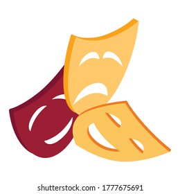 Theatre mask icon. Isometric illustration of theatre mask vector icon for web