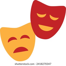Theatre mask icon silhouette. Theatre drama comedy vector icon, actor acting logo