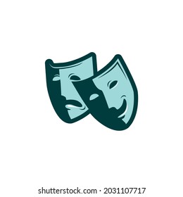 Diseño vectorial de máscara de teatro, concepto de logotipo