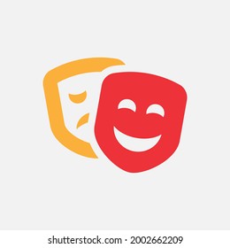 Theatre mask vector icon. Comedy and tragedy theater masks symbol isolated Vector illustration EPS 10