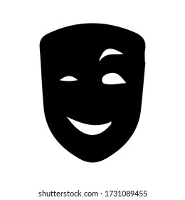 Theatre Masks. Drama and comedy. Illustration for the theater. Tragedy and comedy mask. Black white illustration. Tattoo.
