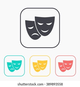 theatre masks icon color set