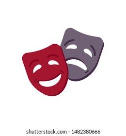 Theatre masks icon isolated on white. Vector illustration