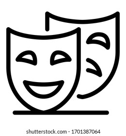 Theatre masks icon. Outline theatre masks vector icon for web design isolated on white background