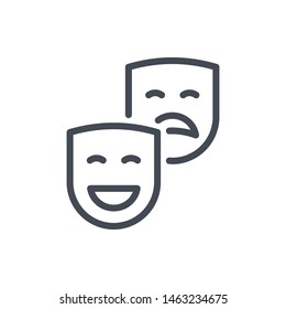 Theatre masks line icon. Vector outline sign.