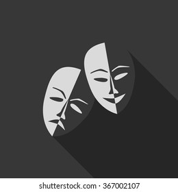 Theatre masks lucky and sad, flat design