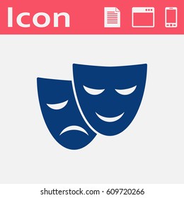 theatre masks vector flat icon 