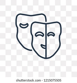 Theatre Masks vector outline icon isolated on transparent background, high quality linear Theatre Masks transparency concept can be used web and mobile
