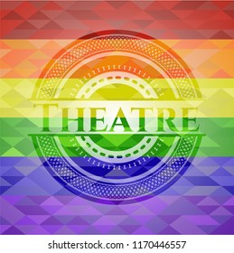 Theatre on mosaic background with the colors of the LGBT flag