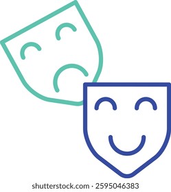 theatre outline dual color vector illustration icon design