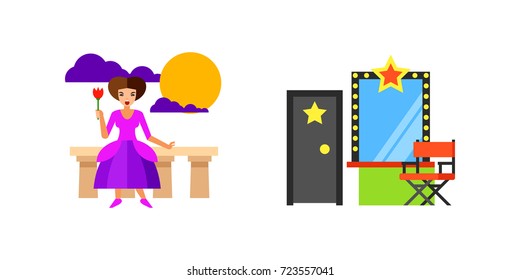 Theatre performance icon set