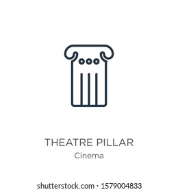 Theatre pillar icon. Thin linear theatre pillar outline icon isolated on white background from cinema collection. Line vector sign, symbol for web and mobile