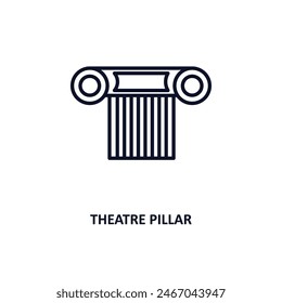 theatre pillar outline icon.  Thin line icon from cinema collection. Editable vector isolated on white background
