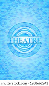 Theatre realistic sky blue mosaic emblem