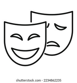 Theatre scenario mask icon outline vector. Film movie. Book client