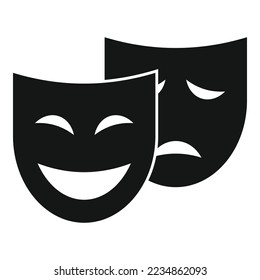 Theatre scenario mask icon simple vector. Film movie. Book client