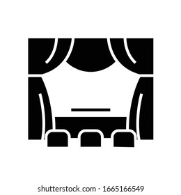 Theatre scene black icon, concept illustration, vector flat symbol, glyph sign.