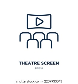 theatre screen icon from cinema collection. Thin linear theatre screen, movie, screen outline icon isolated on white background. Line vector theatre screen sign, symbol for web and mobile