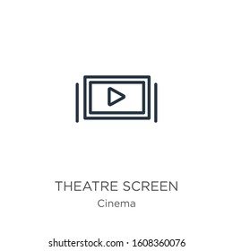 Theatre screen icon. Thin linear theatre screen outline icon isolated on white background from cinema collection. Line vector sign, symbol for web and mobile