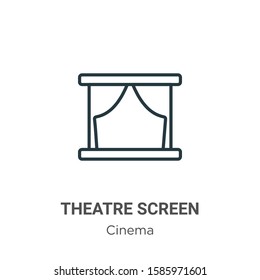 Theatre screen outline vector icon. Thin line black theatre screen icon, flat vector simple element illustration from editable cinema concept isolated on white background