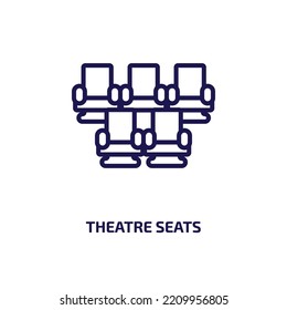 Theatre Seats Icon From Cinema Collection. Thin Linear Theatre Seats, Movie, Seat Outline Icon Isolated On White Background. Line Vector Theatre Seats Sign, Symbol For Web And Mobile