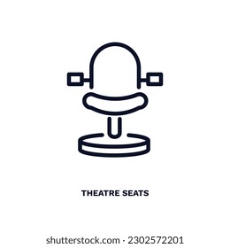 theatre seats icon. Thin line theatre seats icon from cinema and theater collection. Outline vector isolated on white background. Editable theatre seats symbol can be used web and mobile