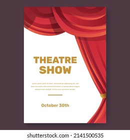 Theatre show poster concept with red velvet drapery curtain elegant with white background