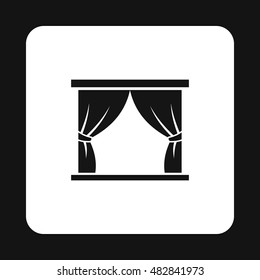 Theatre Stage Icon Simple. Illustration Of Theatre Stage Icon Vector For Web. Open For Film Event