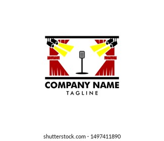 Theatre Stage Logo Template Vector Icon Illustration Design