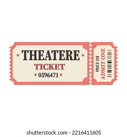 Theatre ticket. Horizontal theatre ticket.Vector illustration for design or print