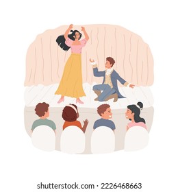 Theatre trip isolated cartoon vector illustration. Students watch musical play, educational field trip, performance on stage, middle school activity, visiting drama theatre vector cartoon.