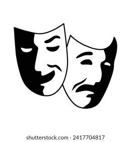 Theatre vector icon. Entertainment and show business related theater masks logo