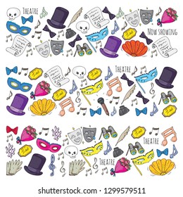 Theatre vector illustration. Entertaiment, cinema, stage, event. Background for banners, posters.