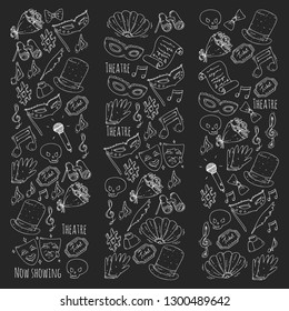 Theatre vector illustration. Entertaiment, cinema, stage, event. Background for banners, posters.