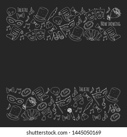 Theatre vector illustration. Entertaiment, cinema, stage, event. Background for banners, posters.
