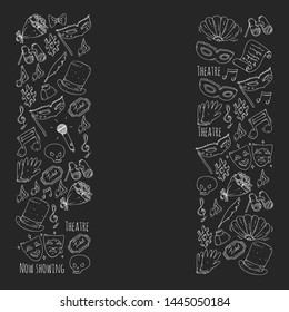 Theatre vector illustration. Entertaiment, cinema, stage, event. Background for banners, posters.