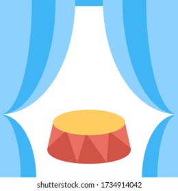 Theatre Velvet Curtains Concept Vector, circus and amusement park things on white bakcground, Comdey Stage Color Icon design