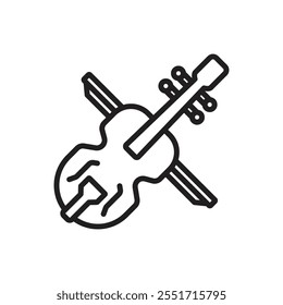 Theatre Violin Outline Icon Vector Illustration