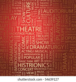 THEATRE. Word collage. Vector illustration.