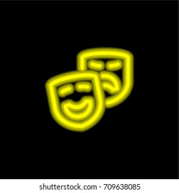 theatre yellow glowing neon ui ux icon. Glowing sign logo vector