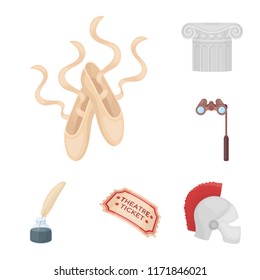 Theatrical art cartoon icons in set collection for design.Theater equipment and accessories vector symbol stock web illustration.
